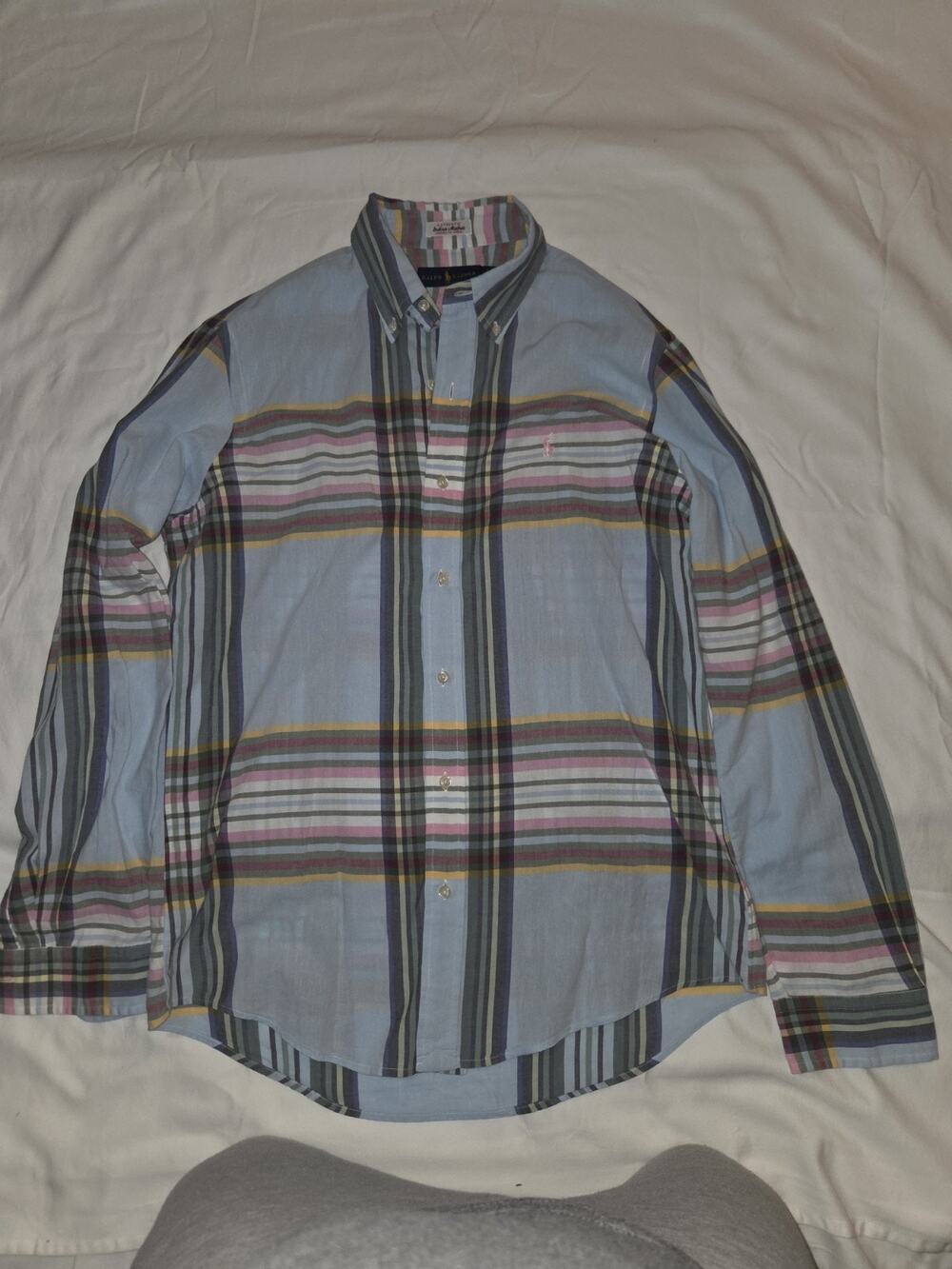 Polo Ralph Lauren Shirt Indian Madras Plaid Mens Sz M Long Sleeve Multicolor